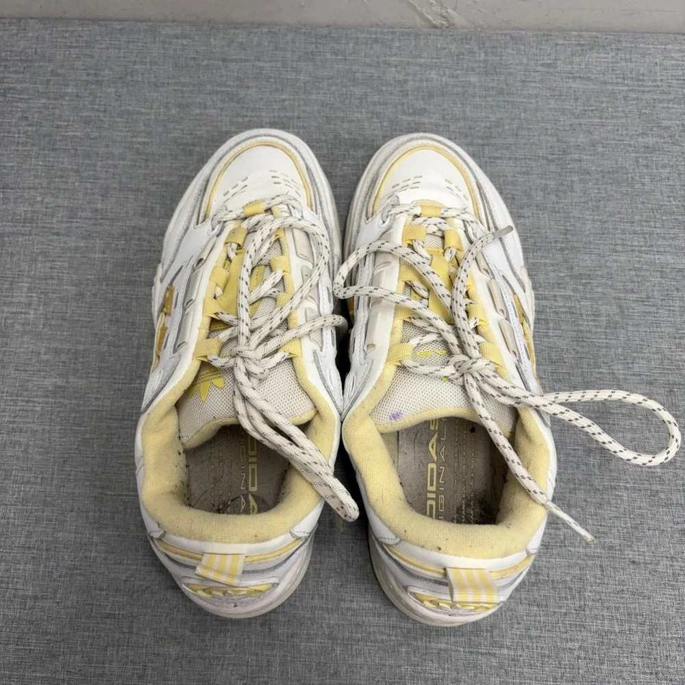 Adidas ADI2000 Sneakers Womens 7.5 White Yellow GZ7203 Chunky Y2K Skate Shoes
